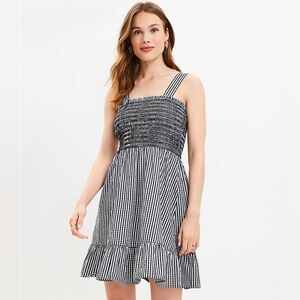 Loft Gingham Smocked Dress